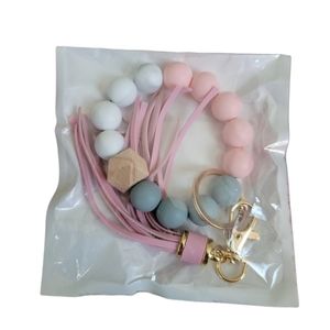 Silicone beaded bracelet keyring